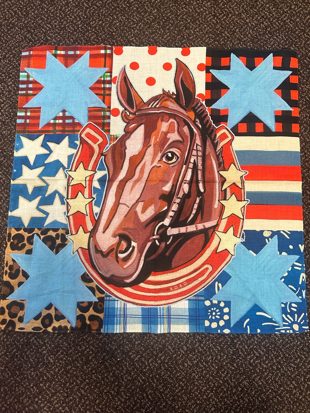 XOXO Multi-Color Western Horse Print Scarf